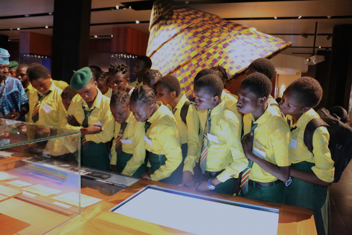 Students on a tour of the museum at the Olusegun Obasanjo Library in Abeokuta